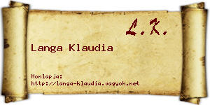 Langa Klaudia névjegykártya
